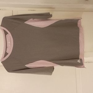 Adidas two tones pink and gray stretchy long-sleeved tee size L